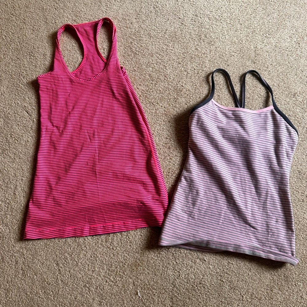 Lululemon Athletica Striped Tank Tops - Pink and Gray